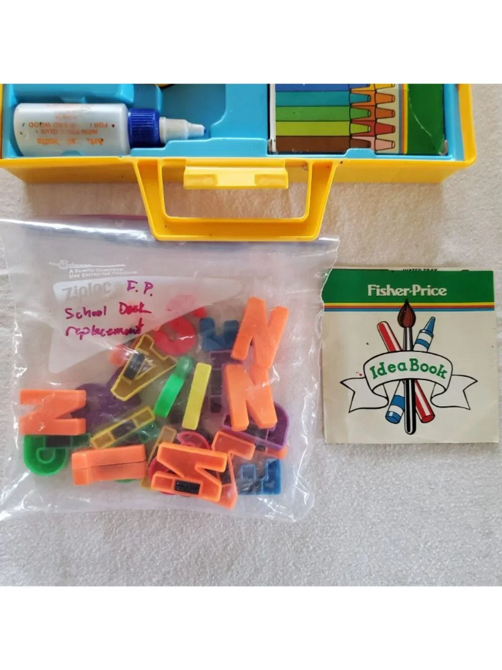 Fisher Price Vintage 1972 School Days Desk And 1980 Art Case Set